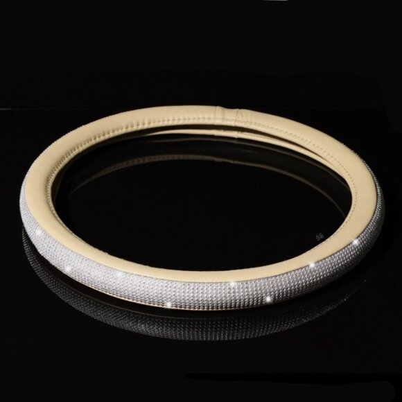 Sparkly Rhinestone Leather Steering Wheel Cover - Universal Fit - Gift Ready NWT - Picture 7 of 9